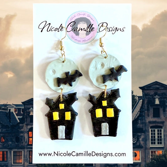 Haunted House Clay Earrings