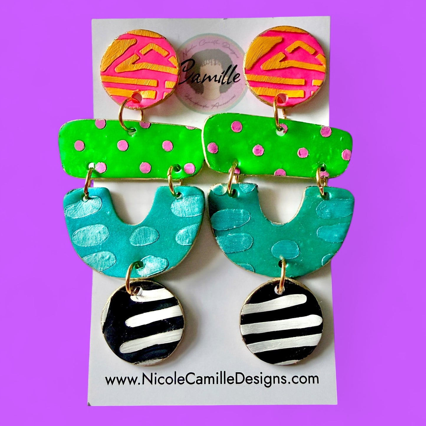 Abstract Boho Clay Earrings 3