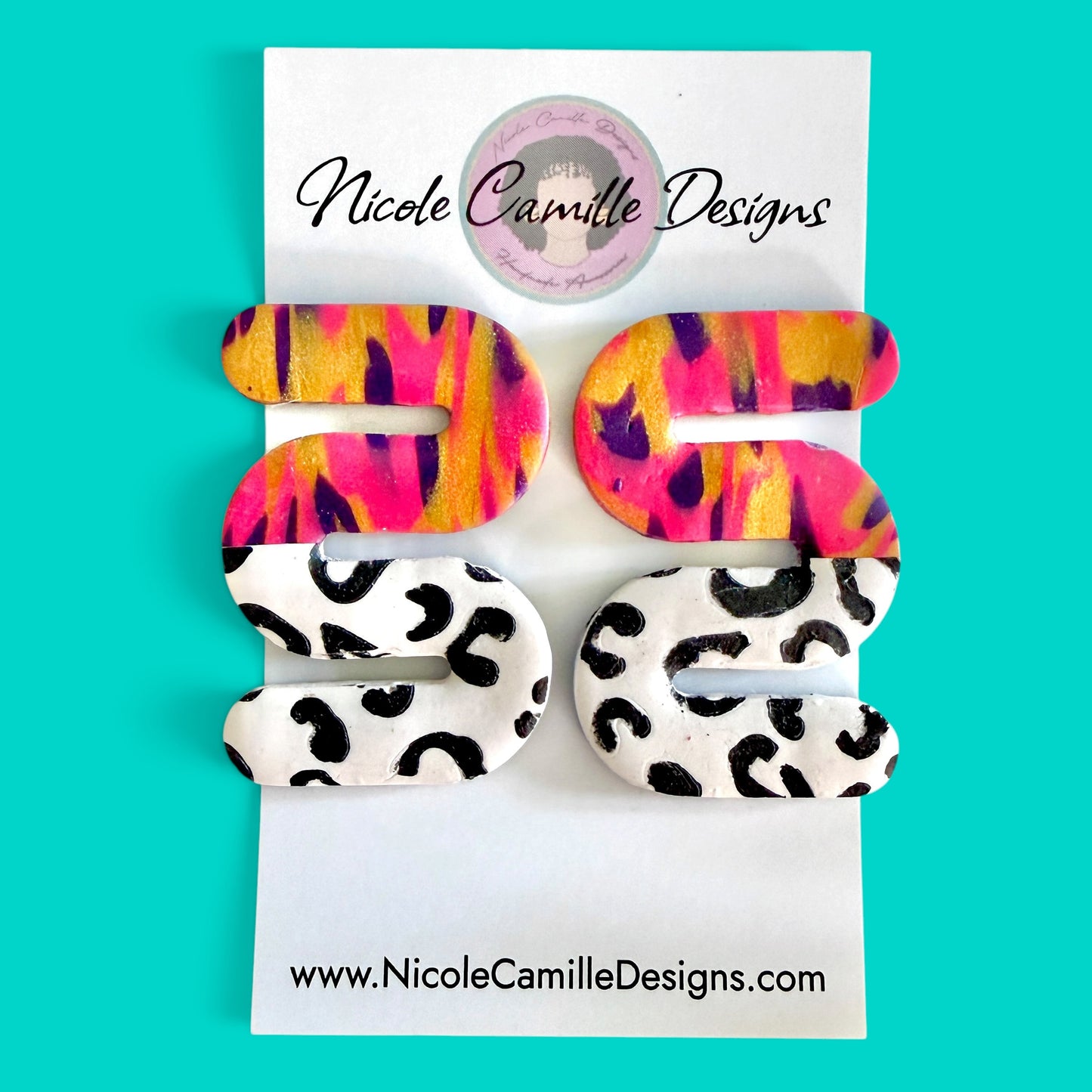 Mixed Print Zigzag Clay Earrings