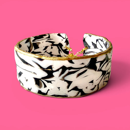 Black & White Clay Cuff Bracelet