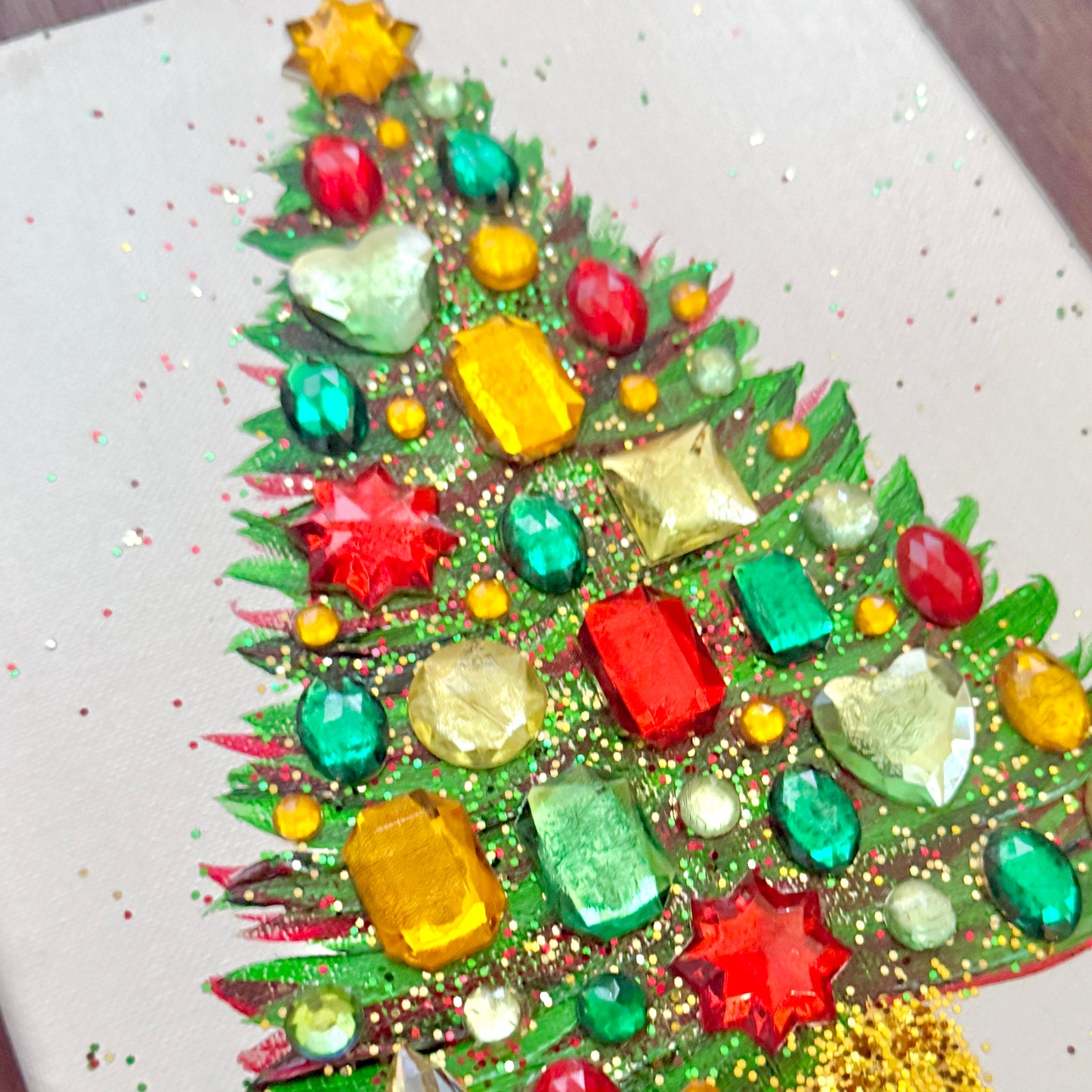 Green & Red Gem-Studded Xmas Tree