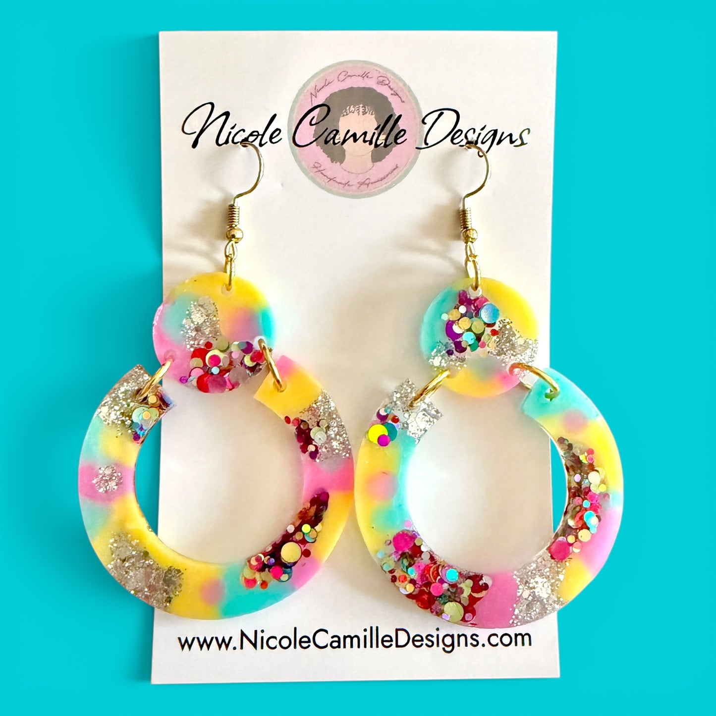 Summer Color & Glitter “Candice” Resin Earrings