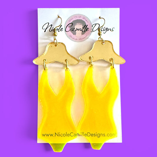 Yellow Swimsuit Acrylic Earrings