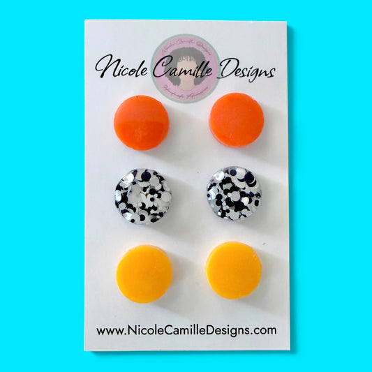 Orange & Yellow Studs Resin Earrings