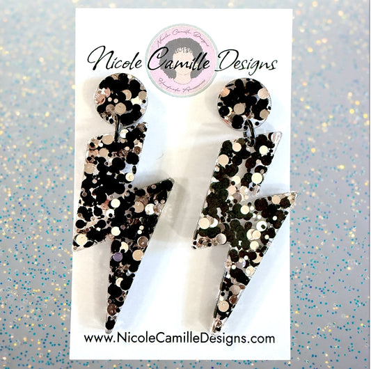 Twilight Glitter Lightning Resin Earrings