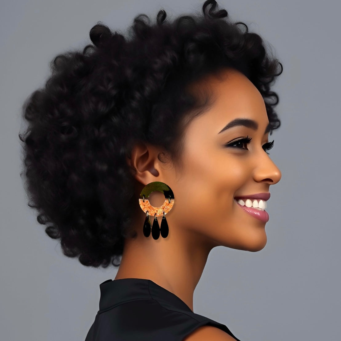 Black & Rose Gold “Brisbane” Resin Earrings
