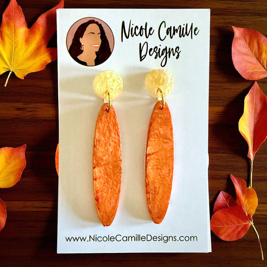 Fall Metallic Mix Skinny Dangle Resin Earrings