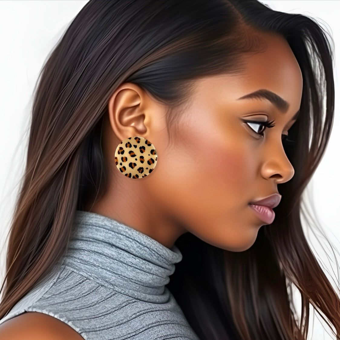 Leopard Jumbo Studs Resin Earrings