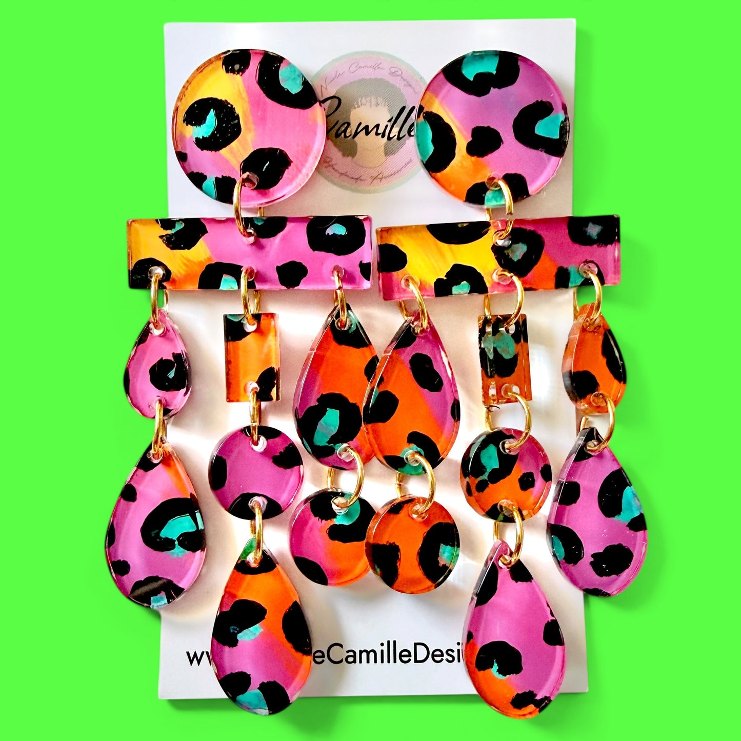 Colorful Leopard “Morocco” Acrylic Earrings