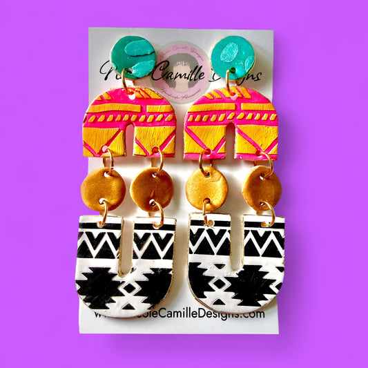 Abstract Boho Clay Earrings 4