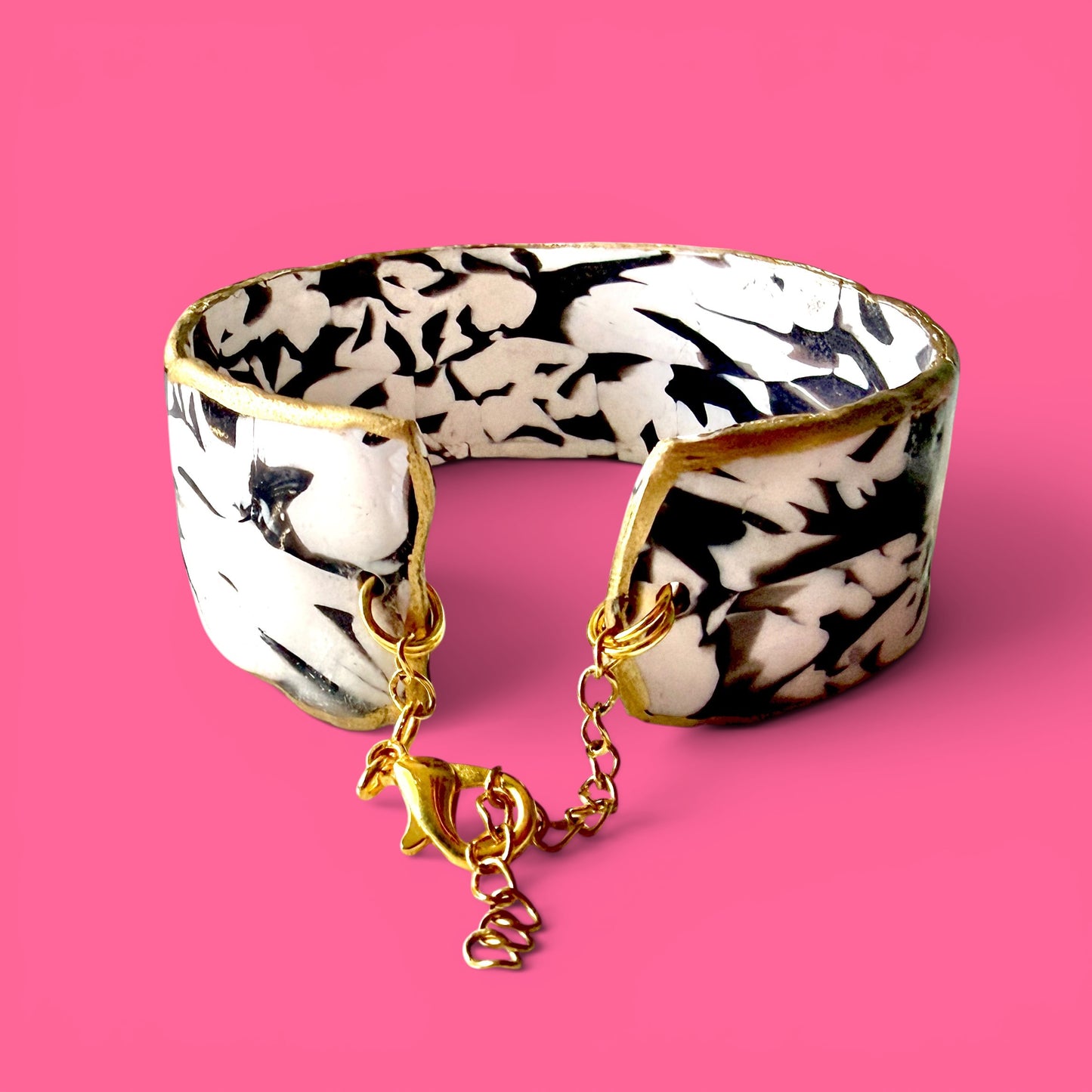 Black & White Clay Cuff Bracelet