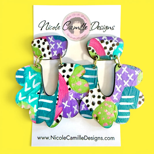 Abstract Print Wood Earrings