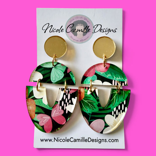 Tropical Print “Audra” Acrylic Earrings