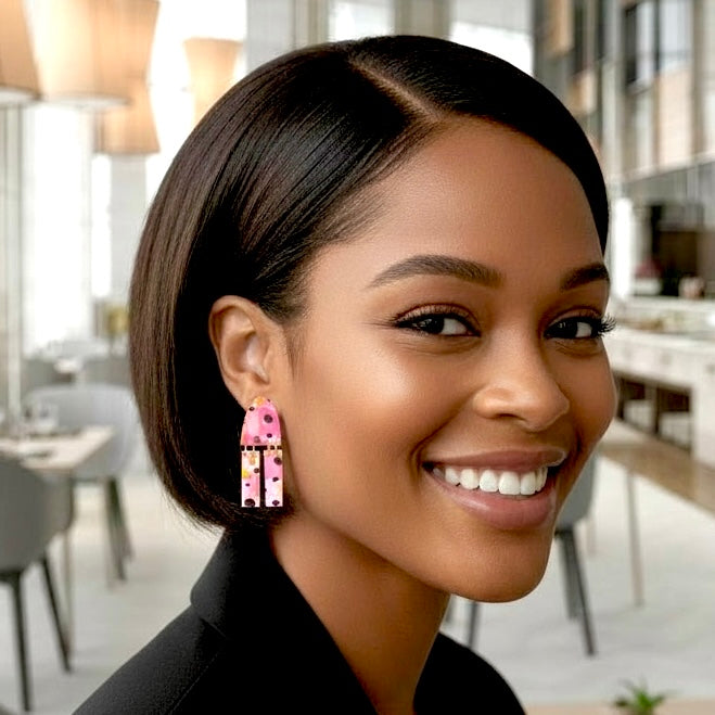 Pink Abstract Geo Dangle Acrylic Earrings