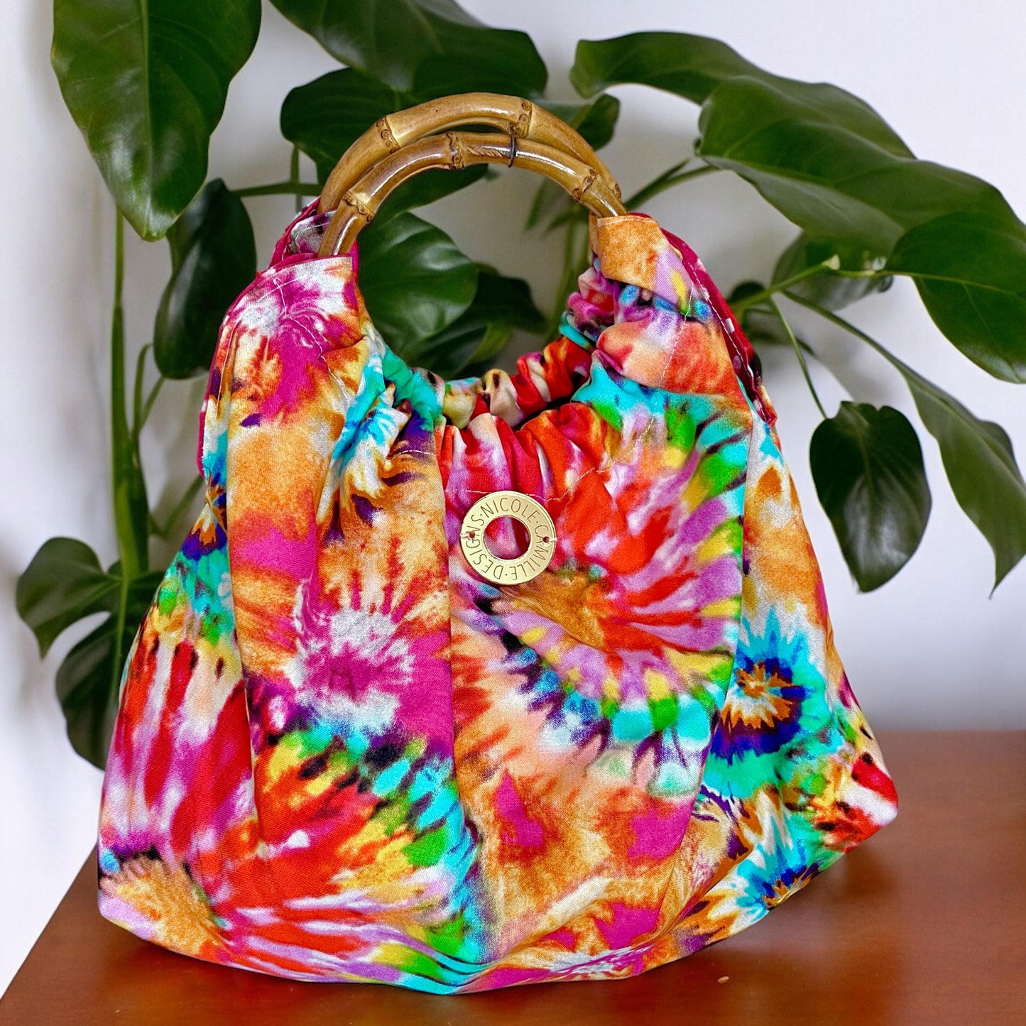 Tie Dye Bamboo Ring Handbag