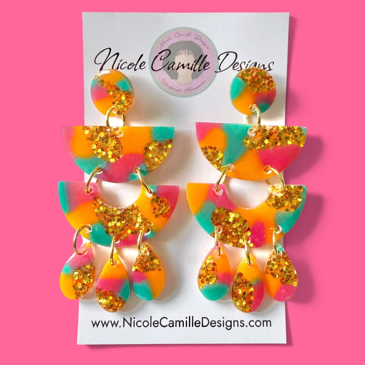 Bold Summer Mix “Barcelona” Resin Earrings