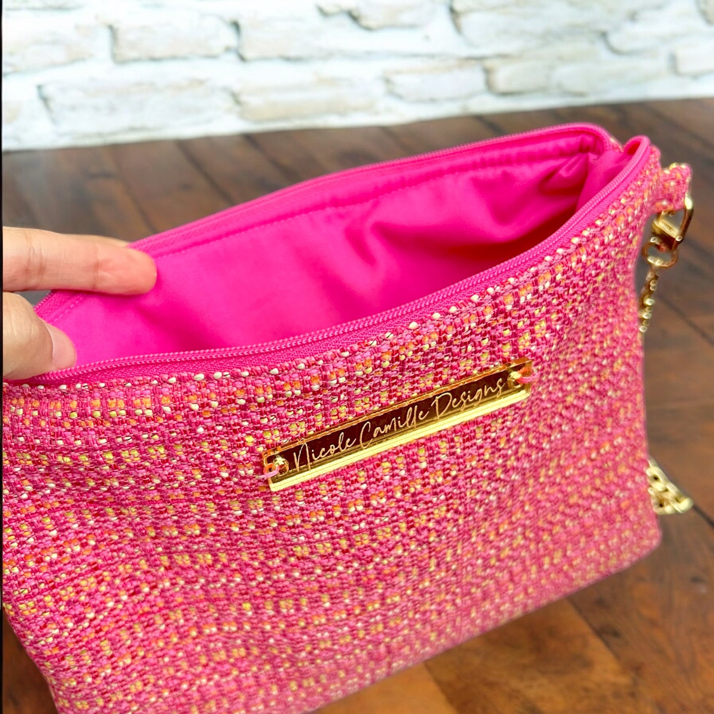 Pink Woven Cloth Purse