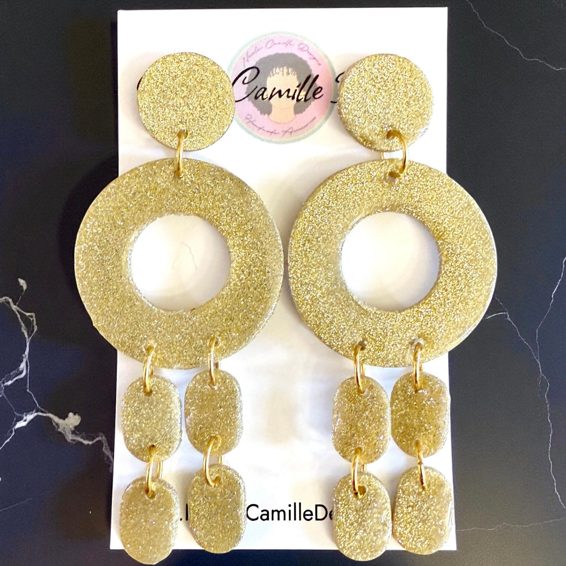 Champagne Glitter “Nairobi” Clay Earrings