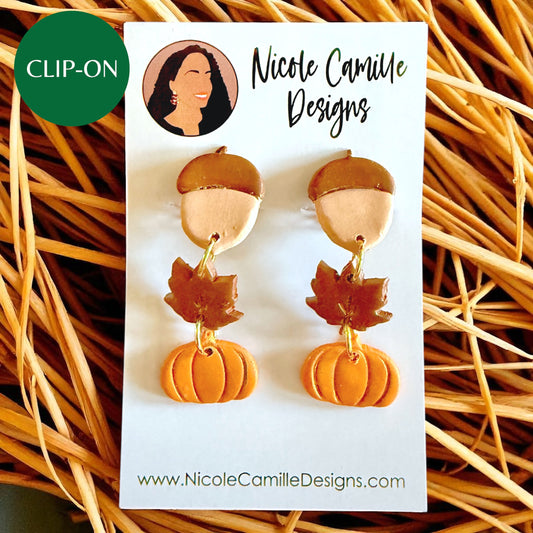 Fall Mix Dangles Clip-on Clay Earrings 1