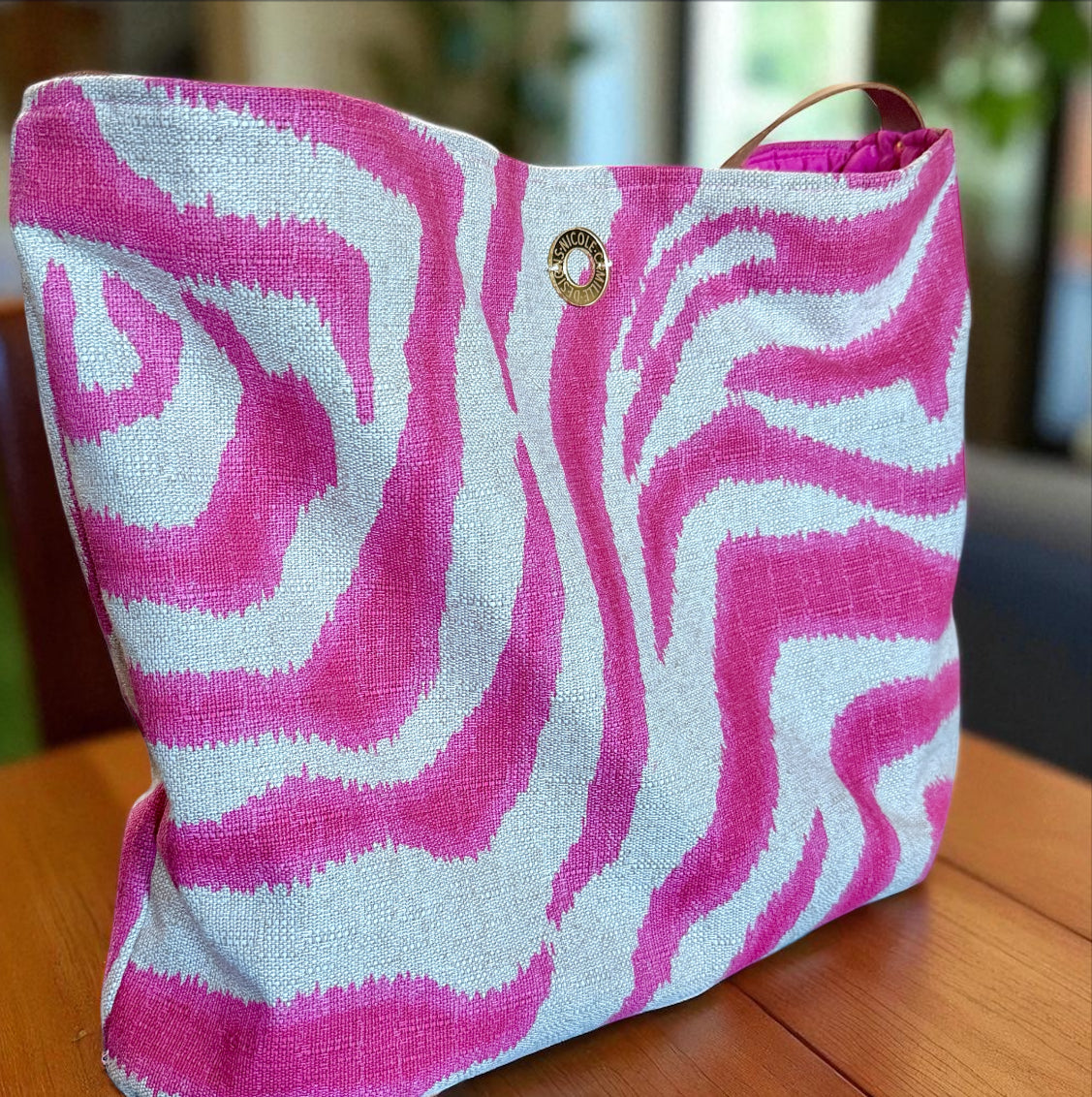 Pink & Gray Zebra Print Hobo Bag