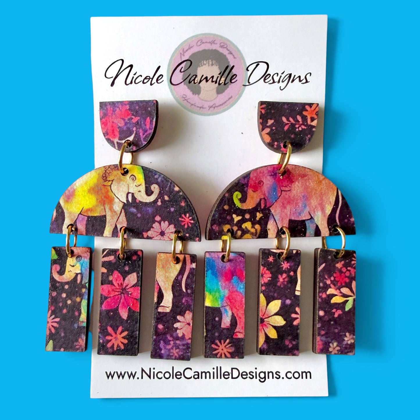Bali Print “Madrid” Wood Earrings