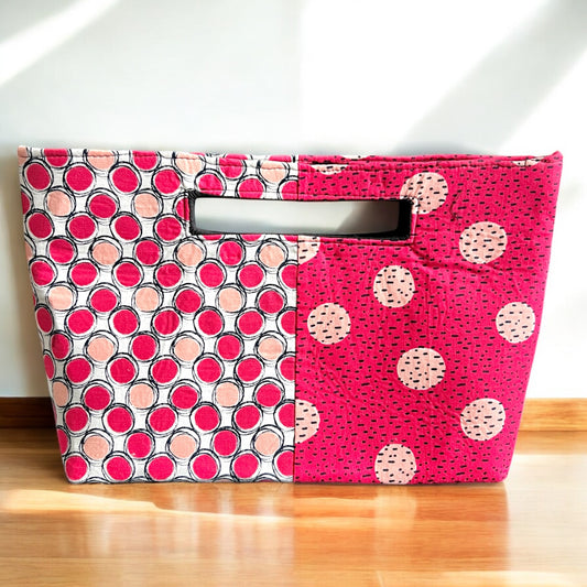 Fuschia Duo Geo Print Handbag