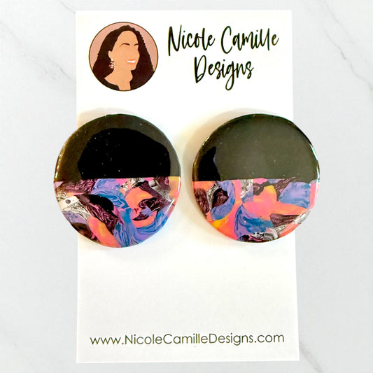 Scrap Swirl Jumbo Studs Clay Earrings