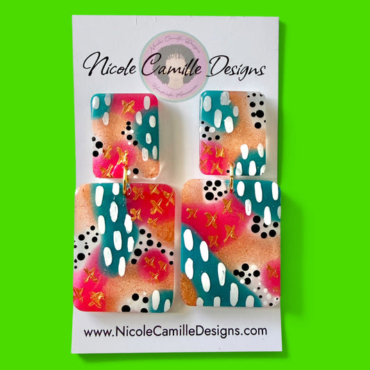 Abstract Rectangle Resin Earrings