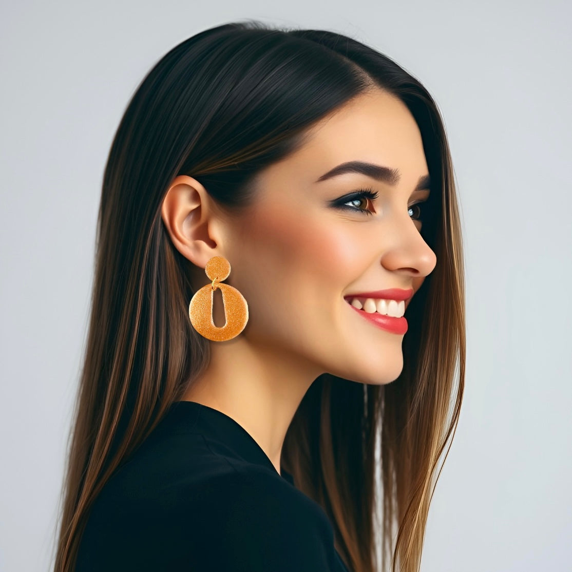 Rose Gold Round Clay Earrings