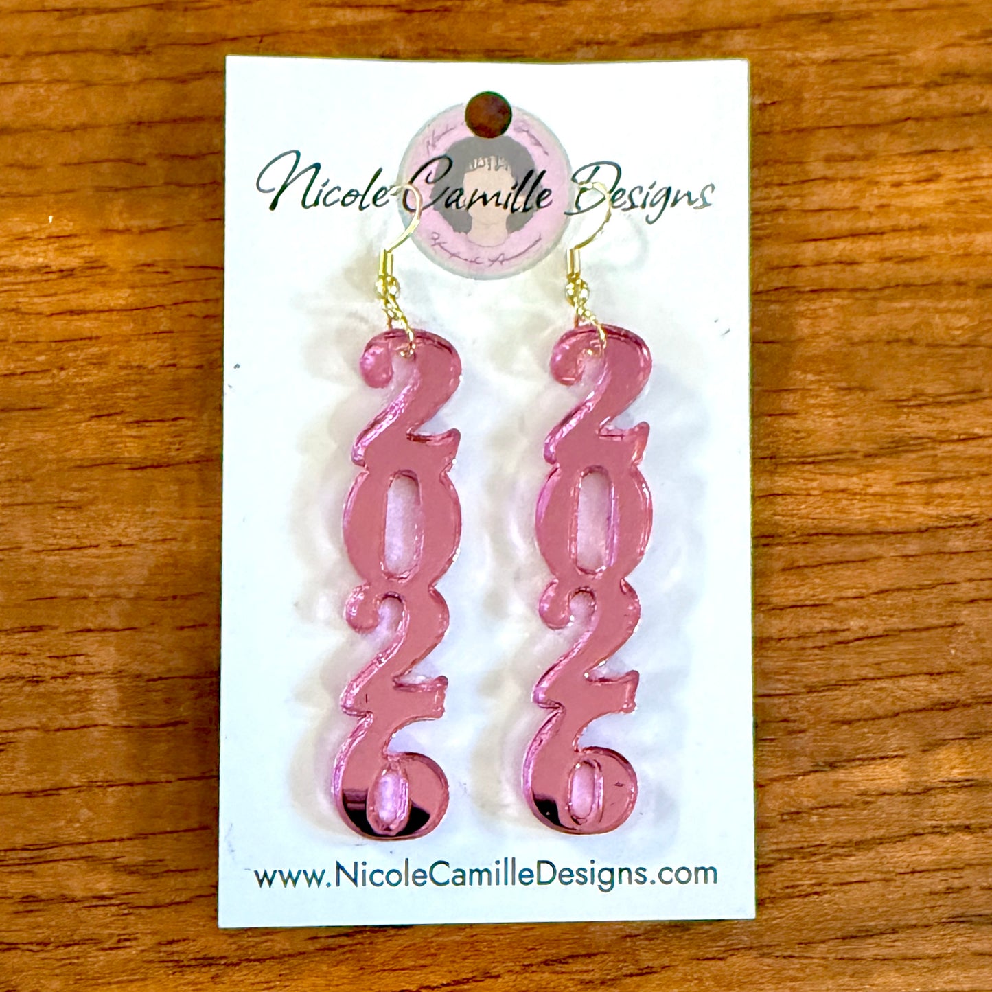 Pink 2026 Mirror Acrylic Earrings