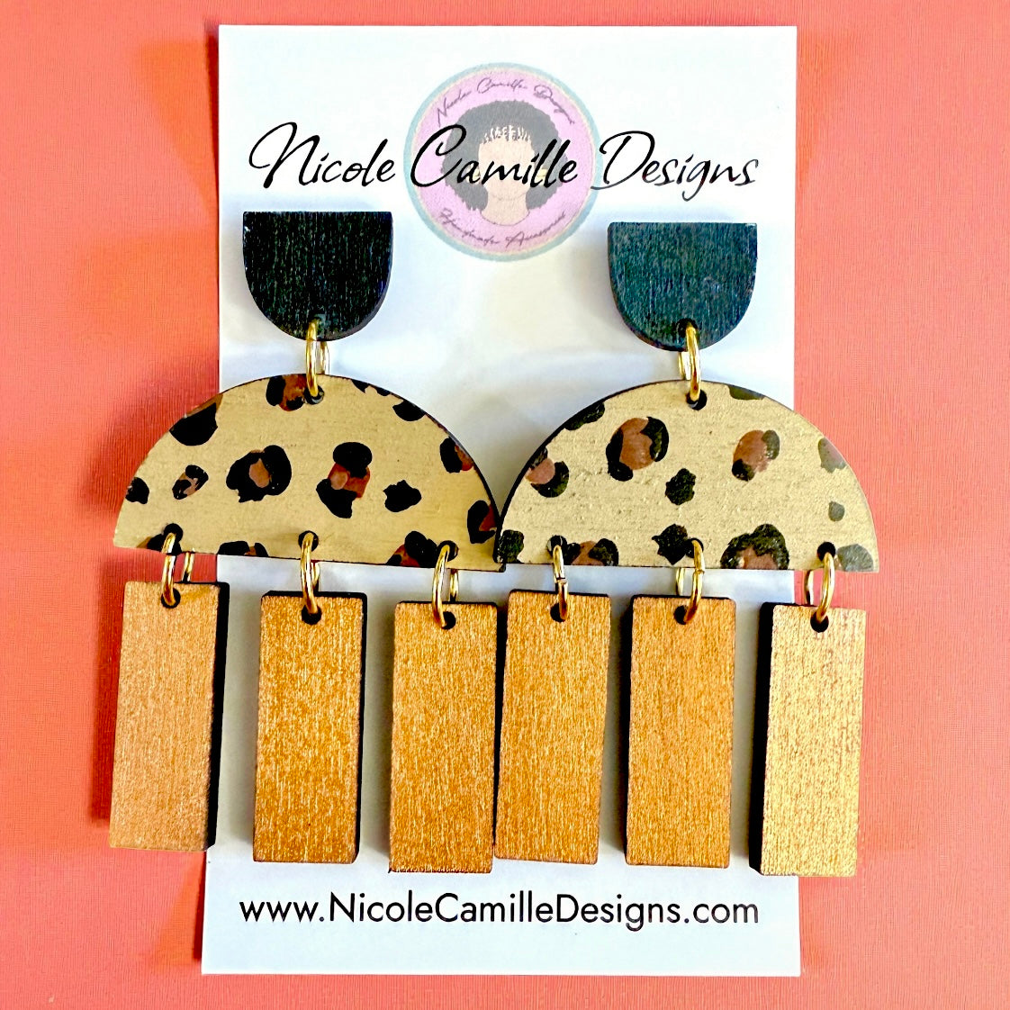 Fall Leopard Mix “Madrid” Wood Earrings