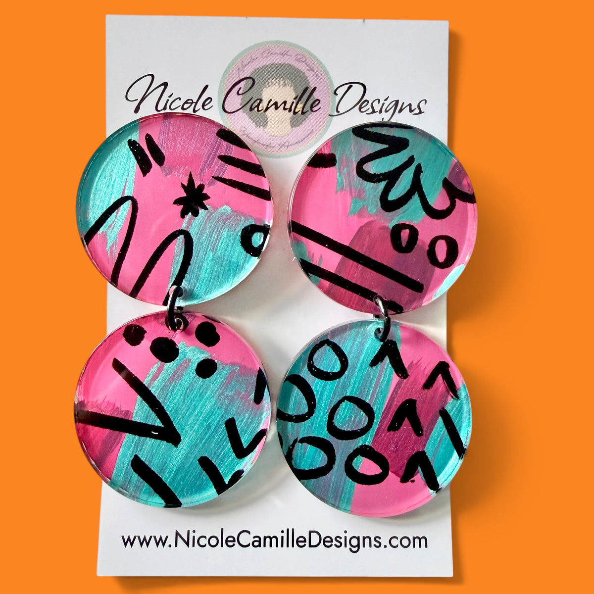 Abstract Double Disc Acrylic Earrings