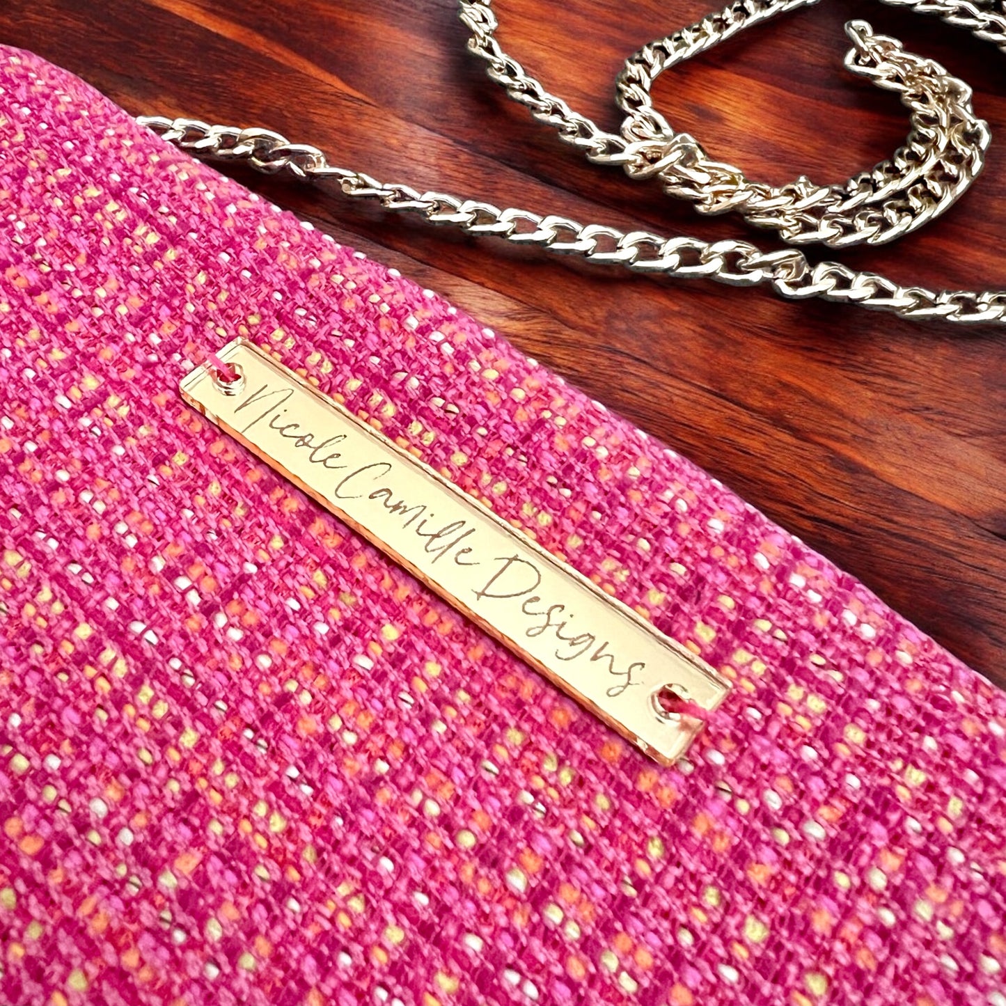 Pink Woven Cloth Purse