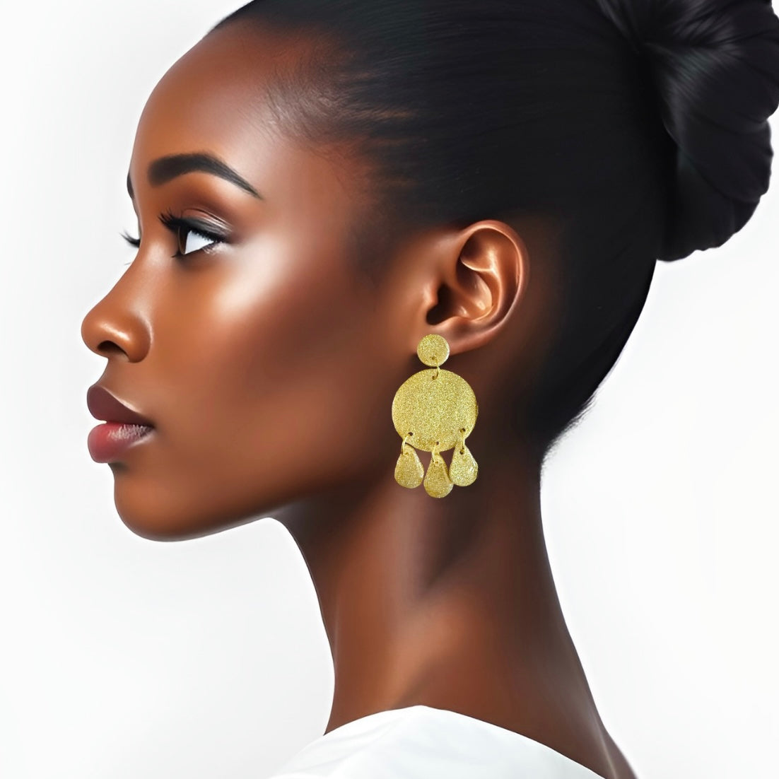 Champagne Glitter Disc Dangle Clay Earrings