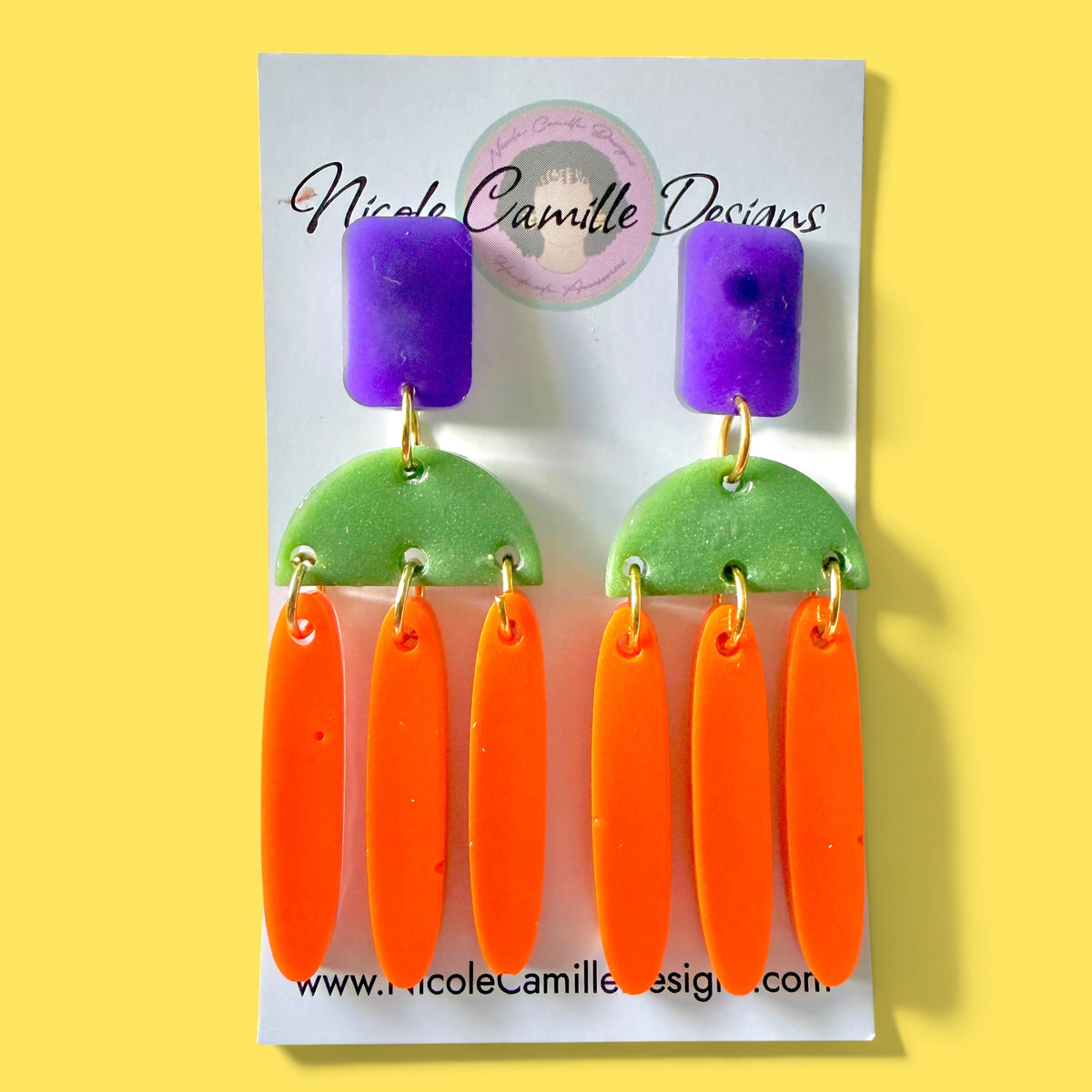 Colorblock Geo Dangle Resin Earrings