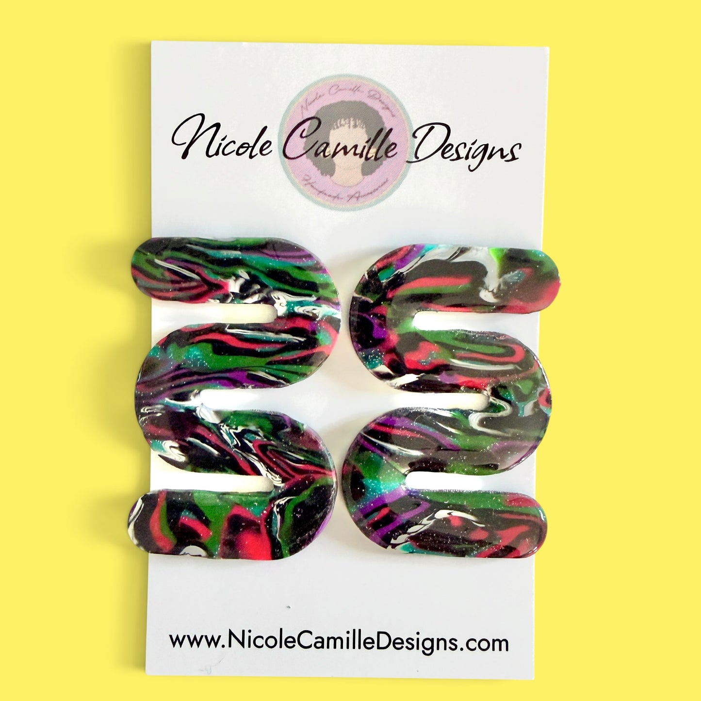 Black Mix Zigzag Clay Earrings