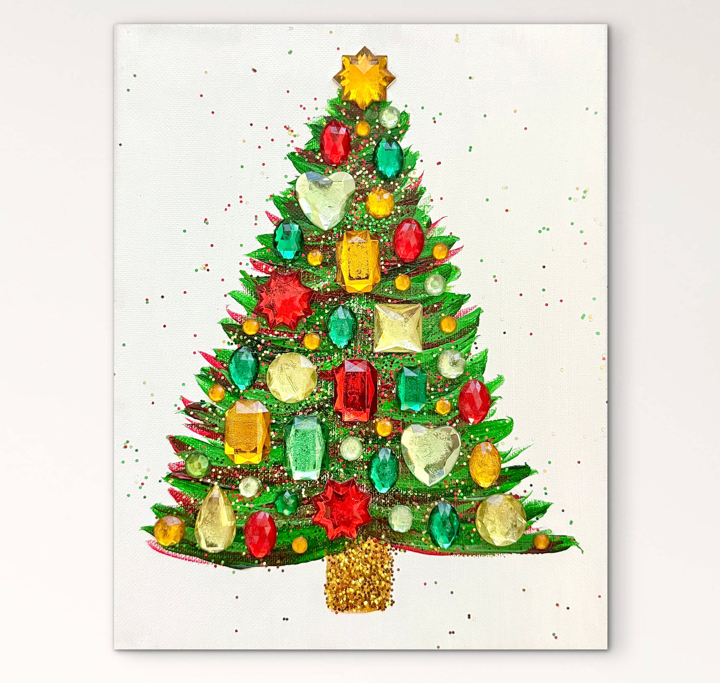 Green & Red Gem-Studded Xmas Tree