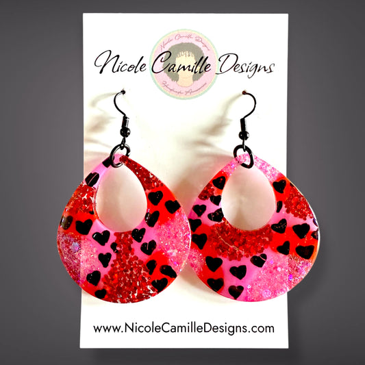 V-Day Mix Teardrop Resin Earrings