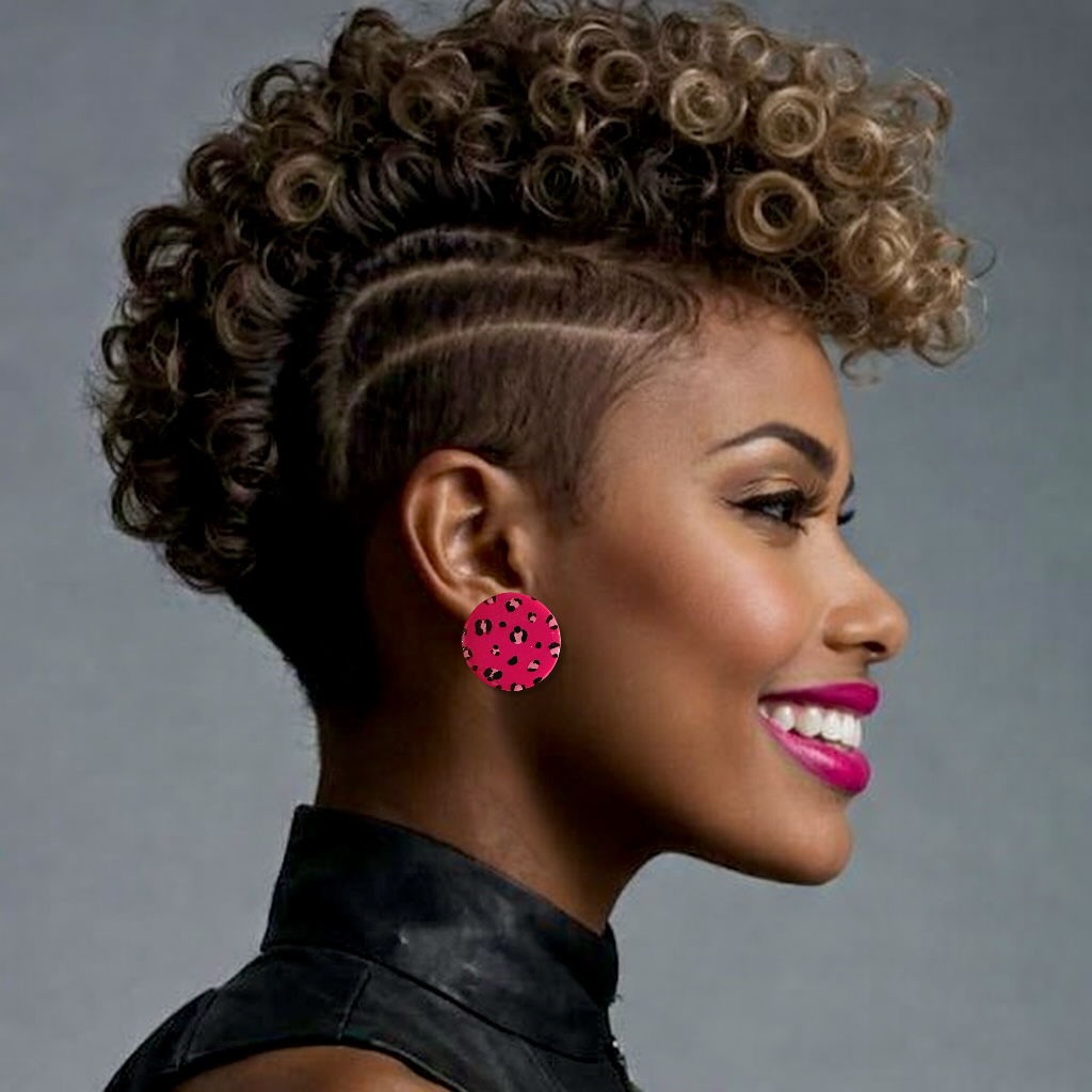 Fuschia & Pink Leopard Large Studs Resin Earrings