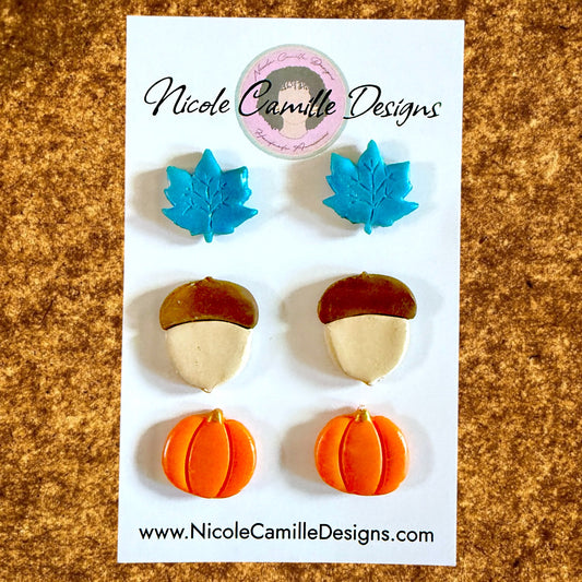Fall Mix Studs Clay Earrings 3
