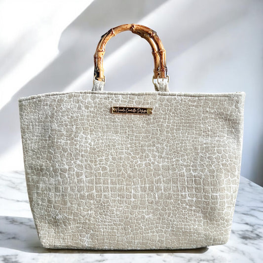 Taupe Velvet Gator Skin Tote