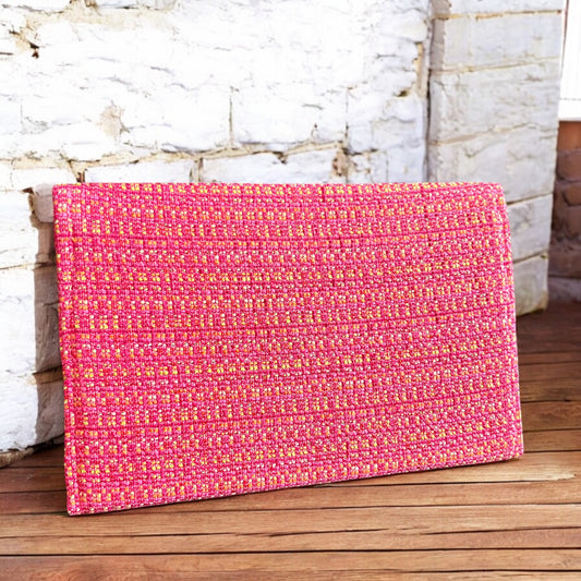 Pink Woven Cloth Clutch