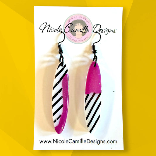 Violet Abstract Skinny Resin Earrings