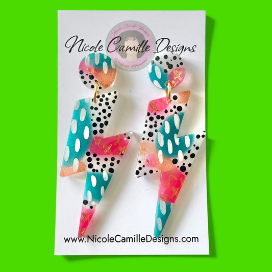 Abstract Lightning Resin Earrings