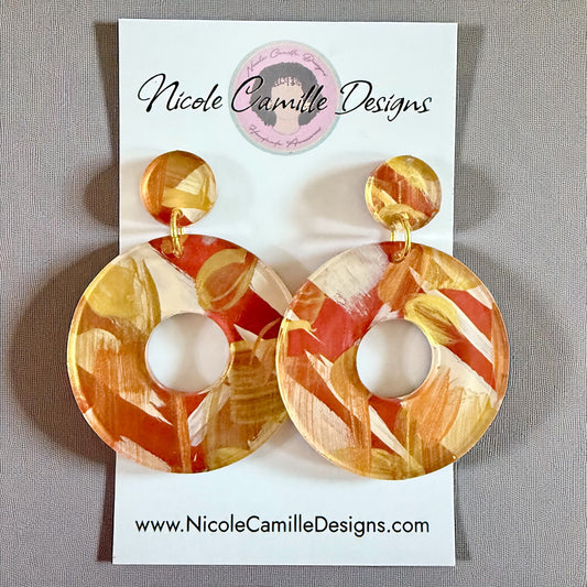 Fall Mix Round Acrylic Earrings