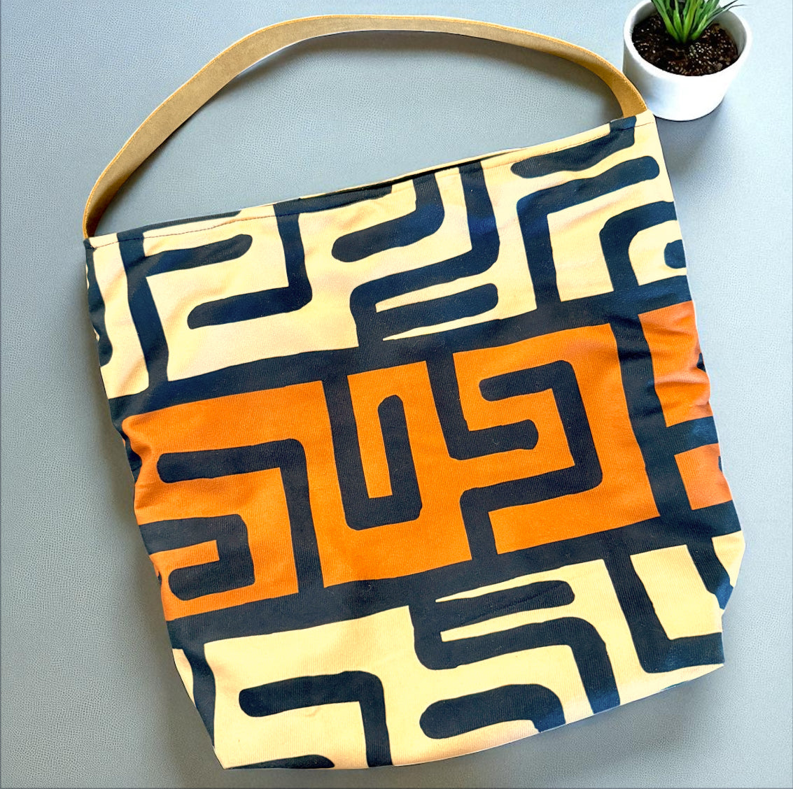 Mudcloth Print Hobo Bag