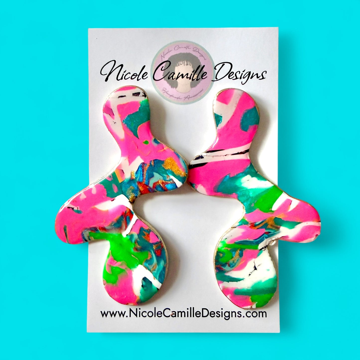 Multicolor Organic Clay Earrings