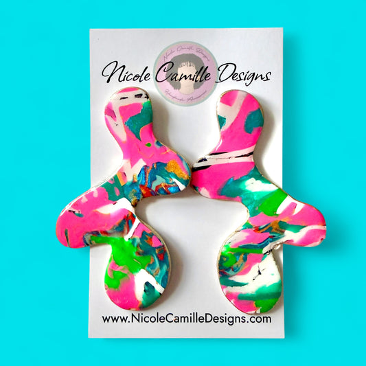 Multicolor Organic Clay Earrings