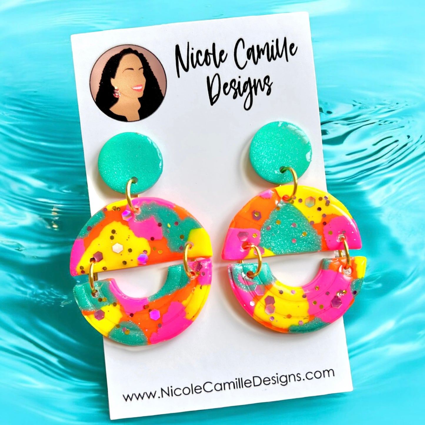 Colorful Mix Glittery "Lisbon" Clay Earrings