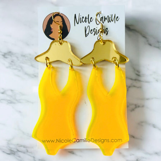 Yellow Swimsuit Acrylic Earrings